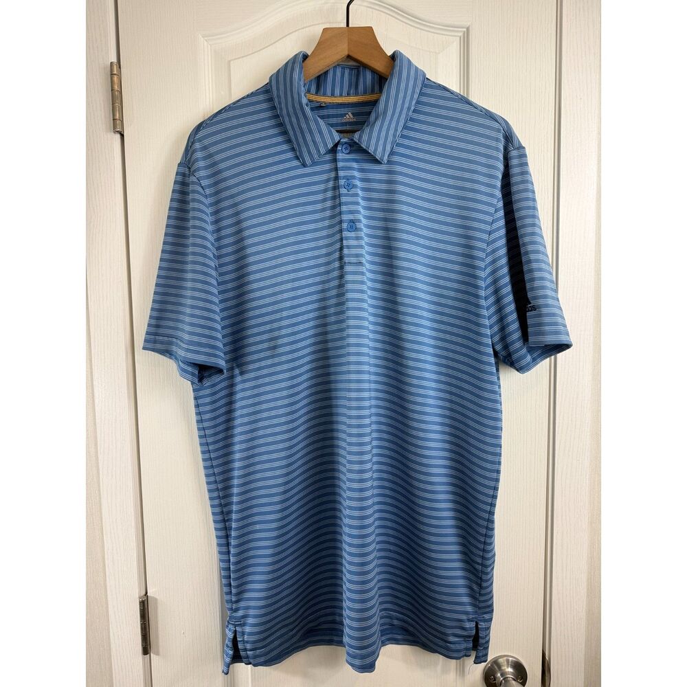 Adidas Golf Short Sleeve Performance Polo Shirt Blue Stripe Men's L Large